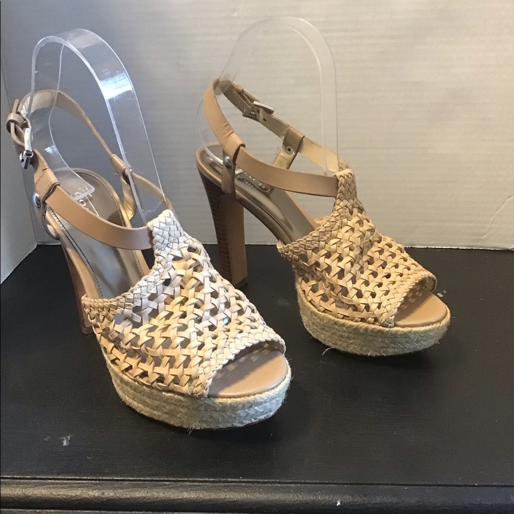 Coach Zany Woven Platform Sandal Shoes - Picture 4 of 13